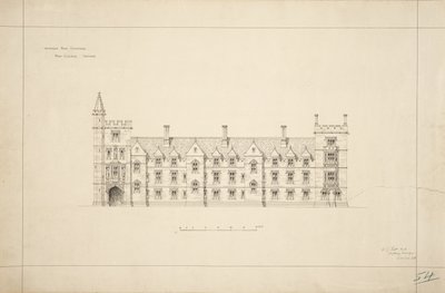 New College Oxford : nouveaux bâtiments proposés, 1870-79 - George Gilbert Scott